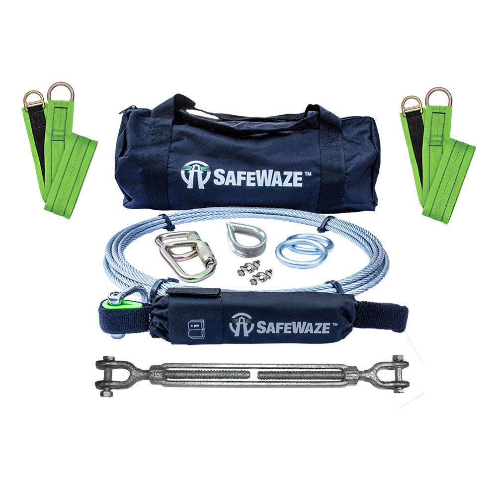 Safewaze 2-Person Cable Horizontal Lifeline Kit - 100 ft.