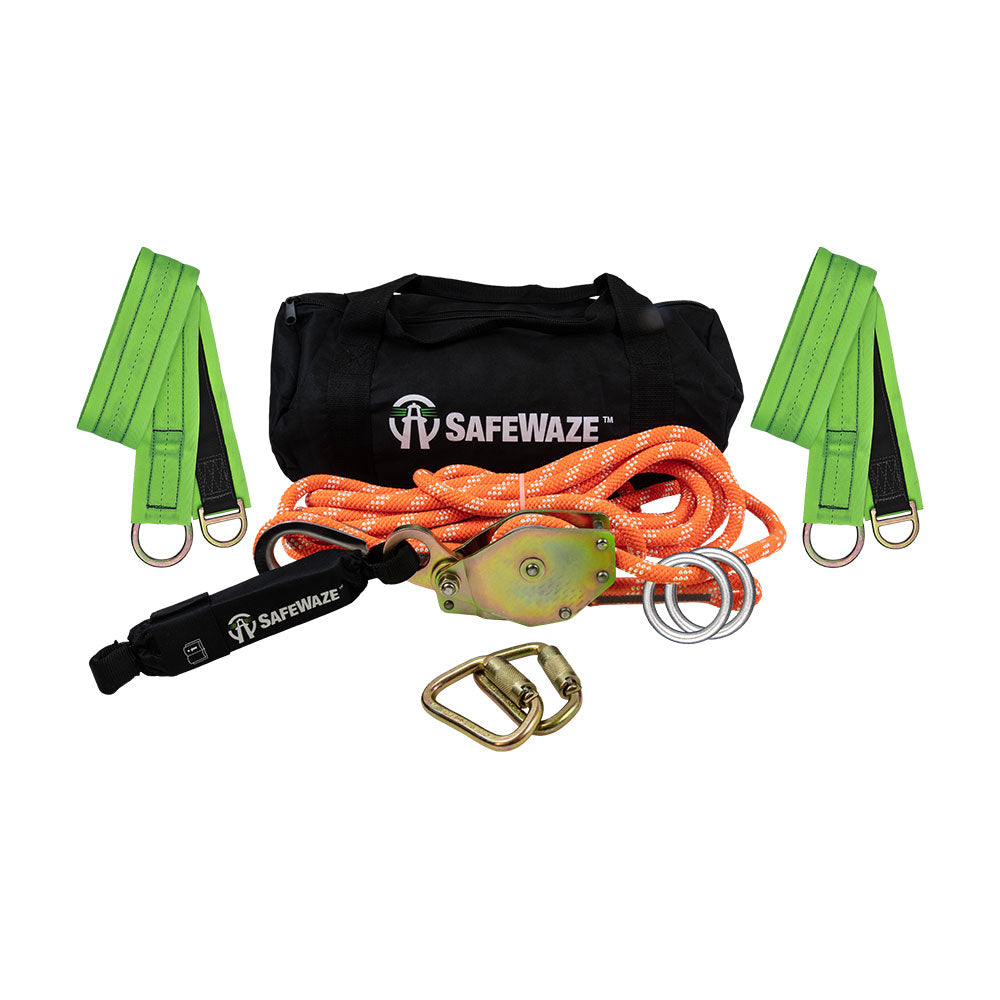 Safewaze 2-Person Kernmantle Rope Horizontal Lifeline Kit - 80 ft.